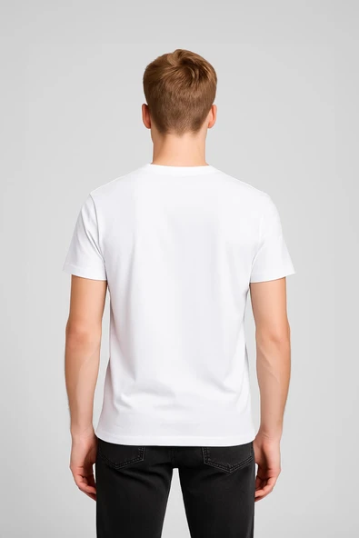 Erkek Bisiklet Yaka %100 Pamuk Belek Baskılı Kısa Kollu T-shirt - 2