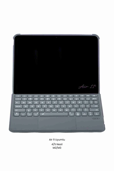 iPad Air 11 Uyumlu 4/5 Nesil M2/M3 Ledli 360° Manyetik Standlı Touchpadli Katanya Klavyeli Kılıf