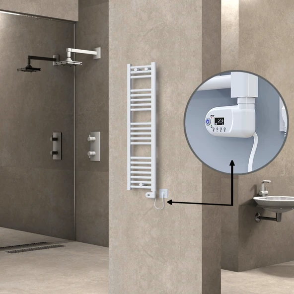 HAITI Elektrikli Havlupan 300x1100 Düz Beyaz (Thesis Termostat) 300W
