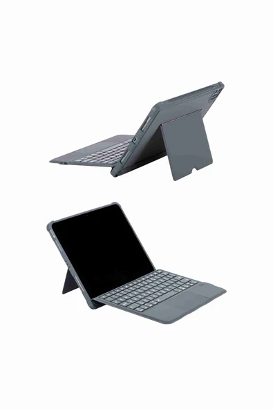 iPad Air 11 Uyumlu 4/5 Nesil M2/M3 Ledli 360° Manyetik Standlı Touchpadli Katanya Klavyeli Kılıf - 4