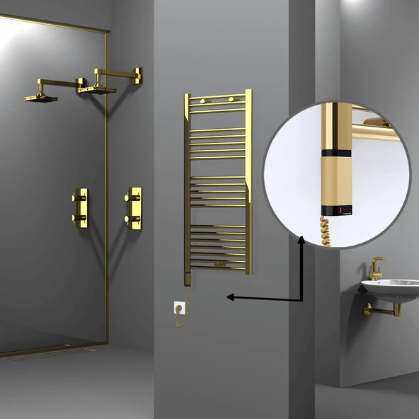 HAITI Elektrikli Havlupan 500x1100 Düz Altın (OneD OnOff ) Sol 300W ürün görseli 1