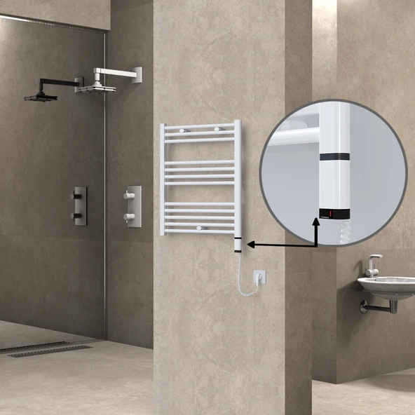 HAITI Elektrikli Havlupan 600x700 Düz Beyaz (OneD OnOff ) Sağ 300W ürün görseli