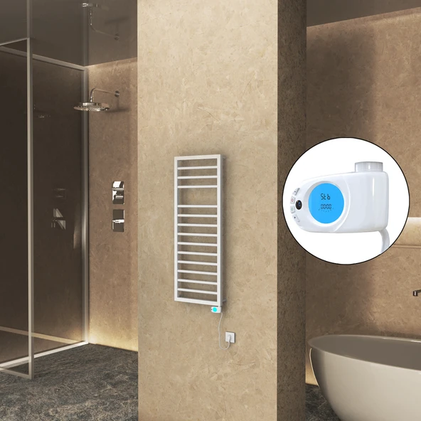 NAXOS Elektrikli Havlupan 500x1193 Beyaz Mat (Musa Termostat) 600W ürün görseli 1