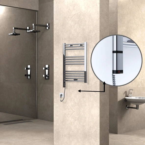 HAITI Elektrikli Havlupan 500x700 Düz Krom (OneD OnOff ) Sol 200W ürün görseli 1