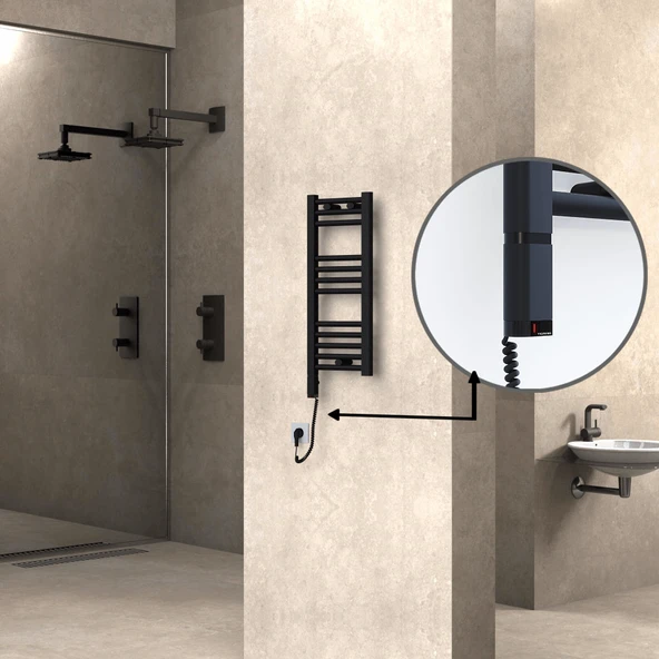 HAITI Elektrikli Havlupan 300x700 Düz Siyah (OneD OnOff ) Sol 200W ürün görseli