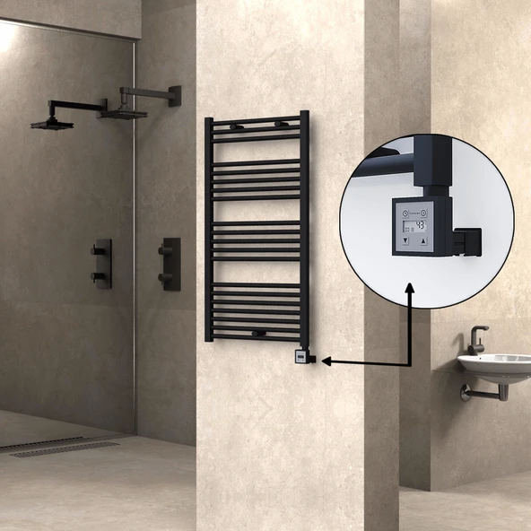 HAITI Elektrikli Havlupan 600x1100 Düz Siyah (KTX3 Termostat) 600W ürün görseli