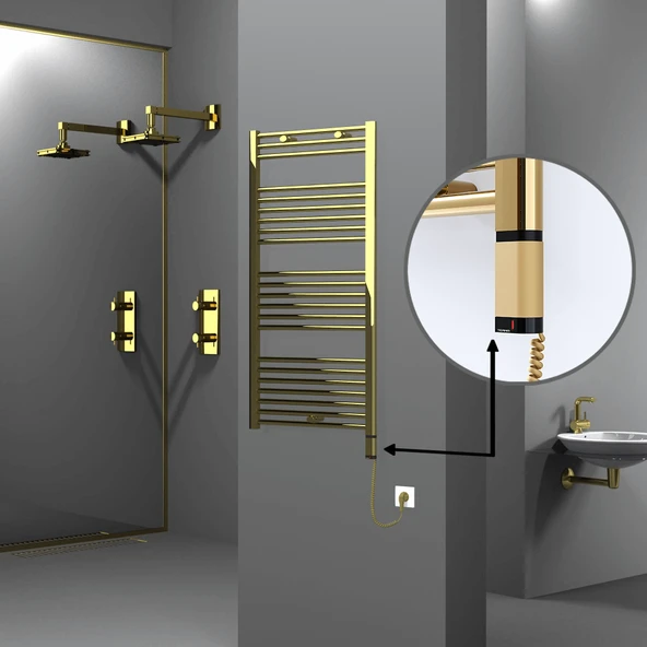 HAITI Elektrikli Havlupan 600x1200 Düz Altın (OneD OnOff ) Sağ 300W ürün görseli 1