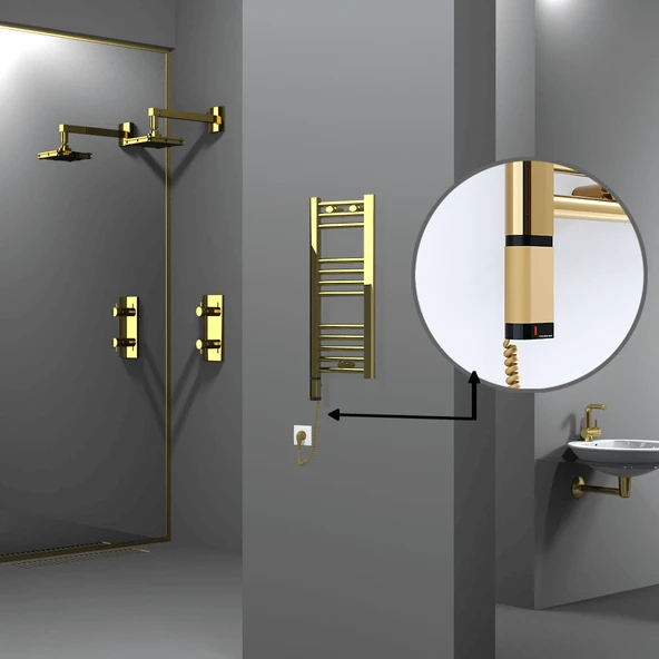 HAITI Elektrikli Havlupan 300x700 Düz Altın (OneD OnOff ) Sol 200W ürün görseli