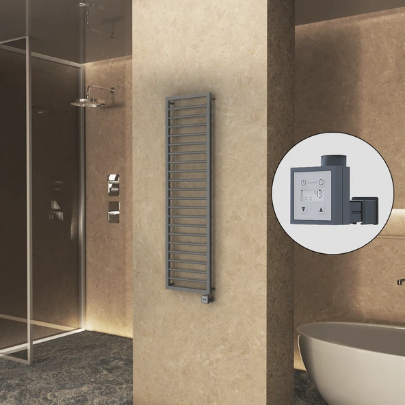 NAXOS Elektrikli Havlupan 500x1655 Antrasit Texture (KTX3 Termostat) 600W ürün görseli 1