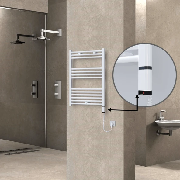 HAITI Elektrikli Havlupan 600x800 Düz Beyaz (OneD OnOff ) Sağ 300W ürün görseli