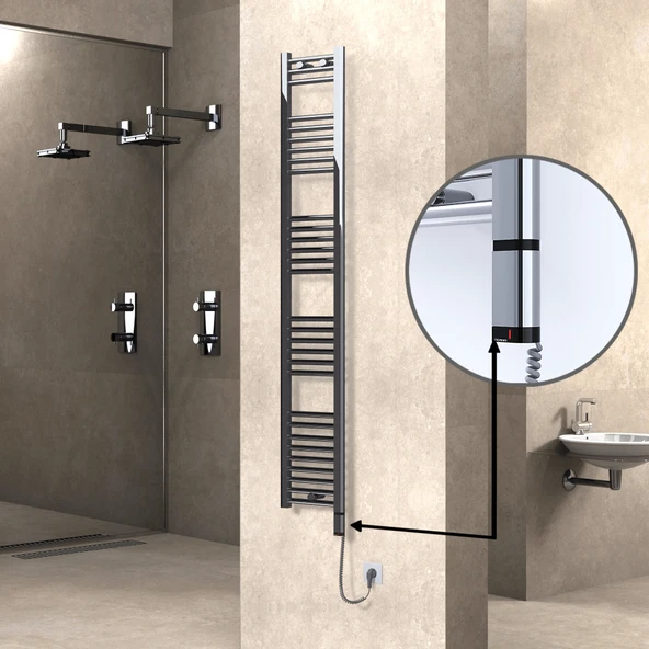 HAITI Elektrikli Havlupan 300x1800 Düz Krom (OneD OnOff ) Sağ 300W ürün görseli 1