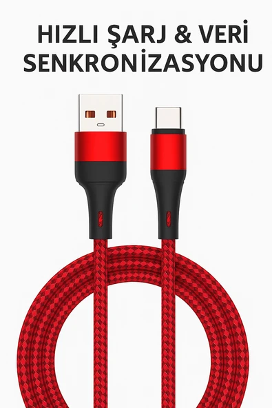 2.4AMPER 1Metre USB to TYP-C Güçlendirilmiş Örgülü Şarj ve Data Kablosu BDL-V10