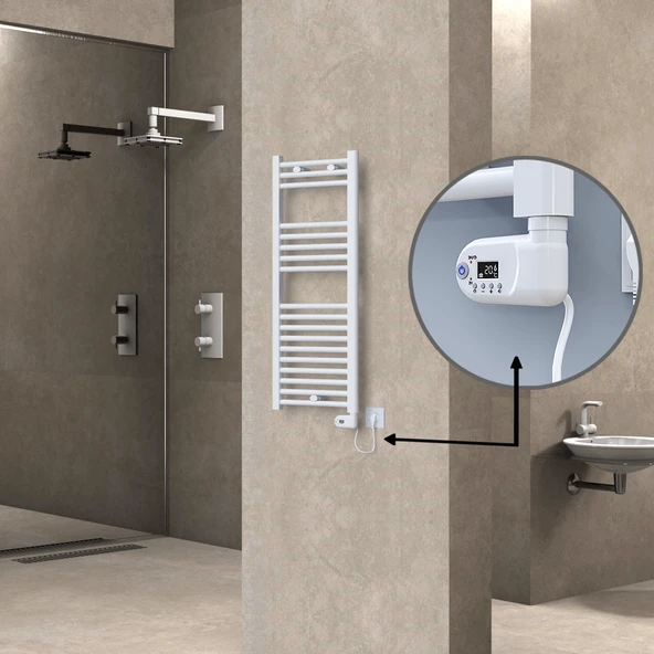 HAITI Elektrikli Havlupan 400x1000 Düz Beyaz (Thesis Termostat) 300W