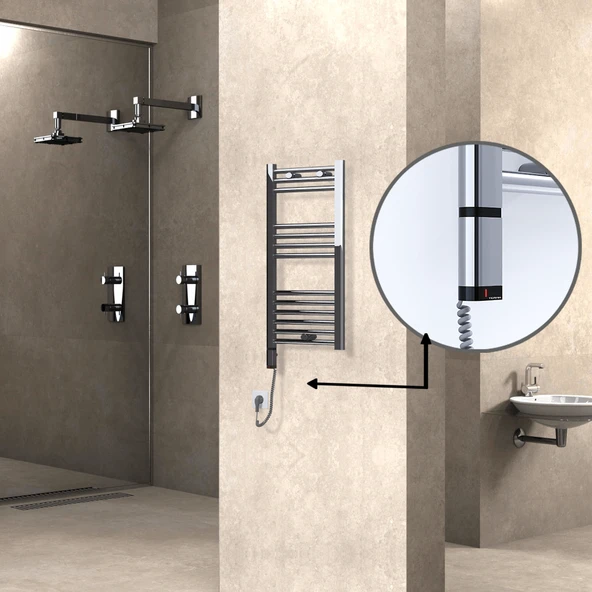 HAITI Elektrikli Havlupan 400x800 Düz Krom (OneD OnOff ) Sol 200W ürün görseli 1