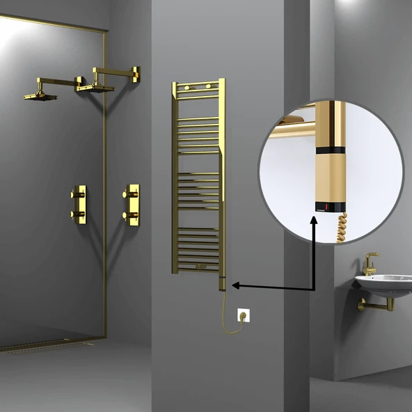 HAITI Elektrikli Havlupan 400x1200 Düz Altın (OneD OnOff ) Sağ 300W ürün görseli 1