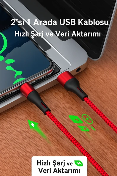 2.4AMPER 1Metre USB to TYP-C Güçlendirilmiş Örgülü Şarj ve Data Kablosu BDL-V10 - 5