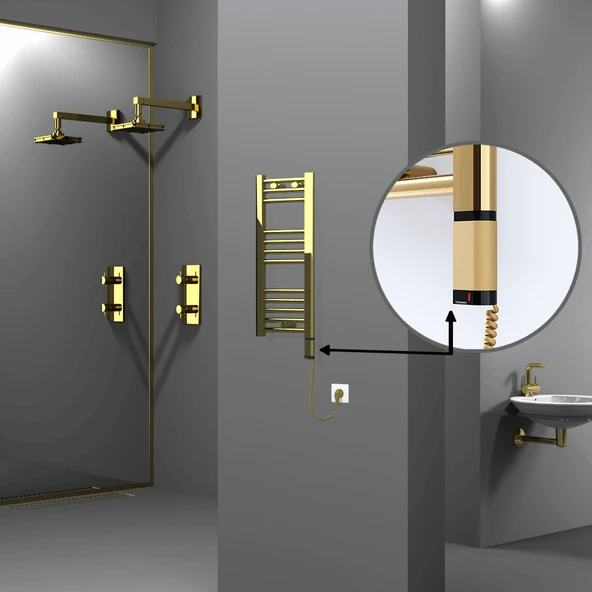 HAITI Elektrikli Havlupan 300x700 Düz Altın (OneD OnOff ) Sağ 200W ürün görseli