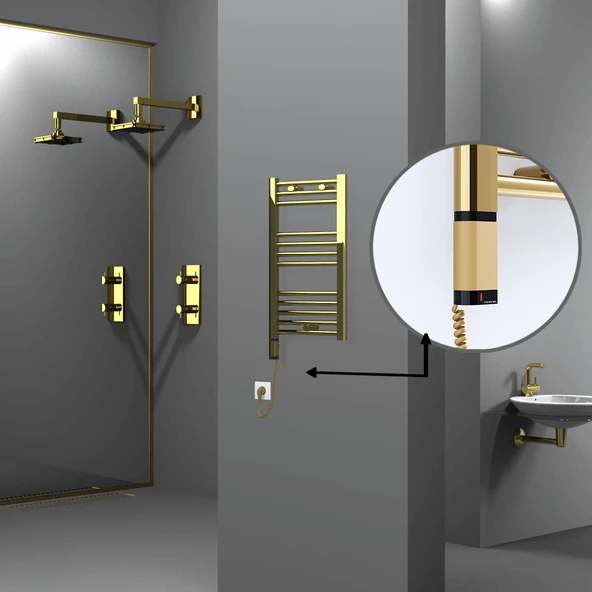 HAITI Elektrikli Havlupan 400x700 Düz Altın (OneD OnOff ) Sol 200W ürün görseli 1