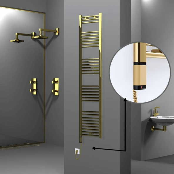 HAITI Elektrikli Havlupan 400x1800 Düz Altın (OneD OnOff ) Sol 300W ürün görseli 1