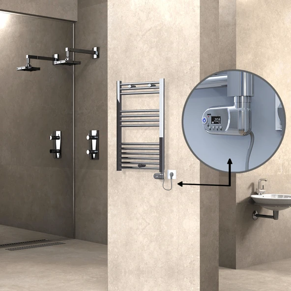 HAITI Elektrikli Havlupan 500x800 Düz Krom (Thesis Termostat) 200W ürün görseli