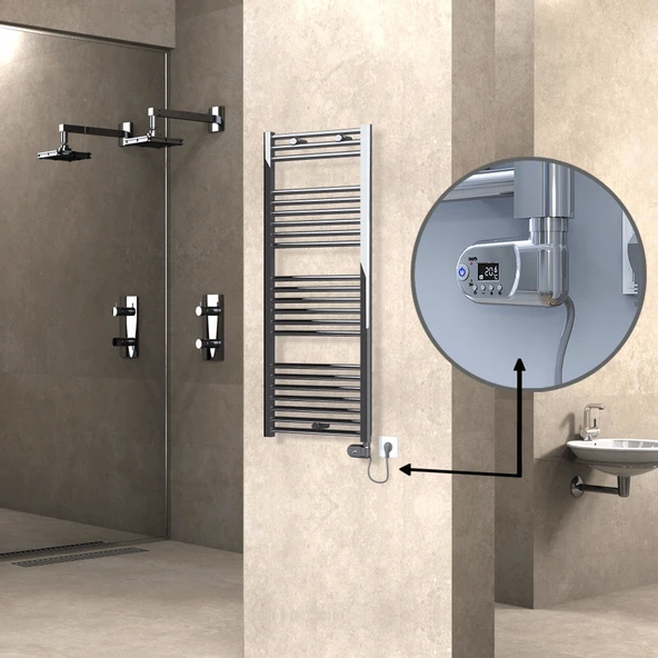 HAITI Elektrikli Havlupan 500x1200 Düz Krom (Thesis Termostat) 300W ürün görseli 1