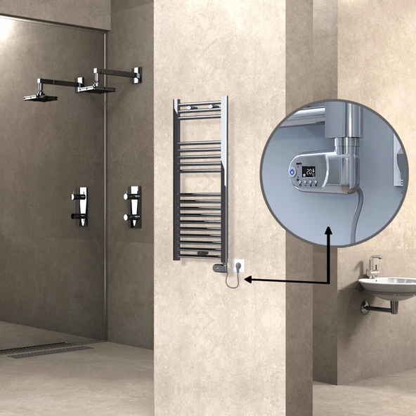 HAITI Elektrikli Havlupan 400x1000 Düz Krom (Thesis Termostat) 200W ürün görseli