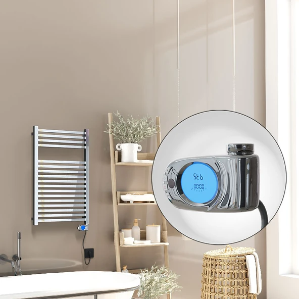 Barbados Elektrikli Havlupan 500x800 Krom  (Musa Termostat) 300W ürün görseli 1
