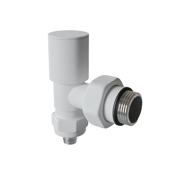 Radyatör Vanası 12 Pütürlü Beyaz Köşe Pex (Metal Volanlı 16*2mm Boru Bağl. Rakorlu)