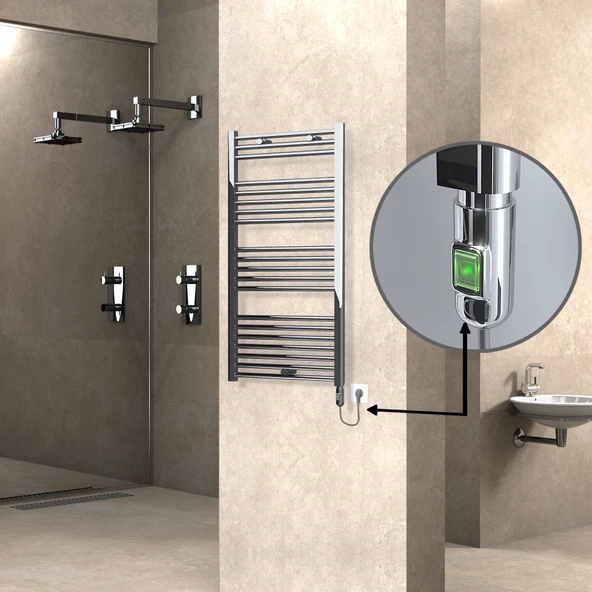 HAITI Elektrikli Havlupan 600x1100 Düz Krom (OnOff Düğmeli) 300W ürün görseli