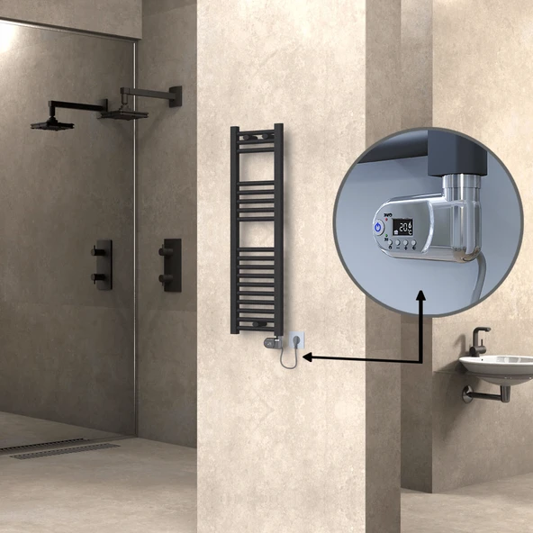 HAITI Elektrikli Havlupan 300x1000 Düz Antrasit (Thesis Termostat) 300W ürün görseli 1