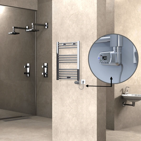 HAITI Elektrikli Havlupan 500x700 Düz Krom (Thesis Termostat) 200W ürün görseli