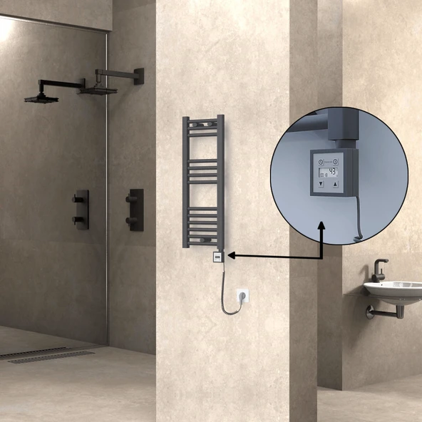 HAITI Elektrikli Havlupan 300x800 Düz Antrasit (KTX3 Termostat) 200W Spiral Kablolu ürün görseli 1