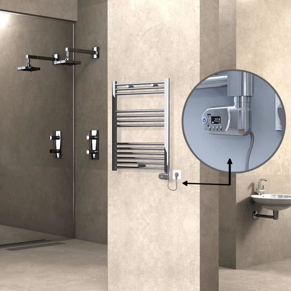 HAITI Elektrikli Havlupan 600x800 Düz Krom (Thesis Termostat) 300W ürün görseli