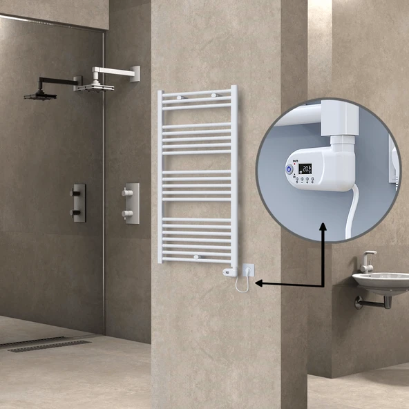 HAITI Elektrikli Havlupan 600x1100 Düz Beyaz (Thesis Termostat) 600W
