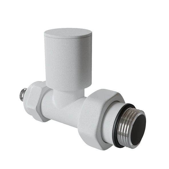 Radyatör Vanası 12 Pütürlü Beyaz Düz Pex (Metal Volanlı 16*2mm Boru Bağl. Rakorlu)