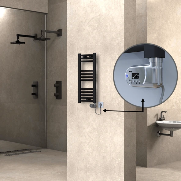 HAITI Elektrikli Havlupan 300x700 Düz Siyah (Thesis Termostat) 200W ürün görseli 1