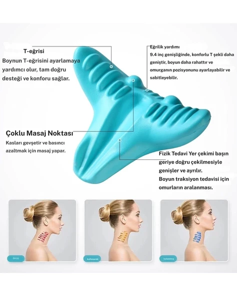 Boyun Ve Omuz Gevşetici, Servikal Traksiyon Cihazı Akupunktur Boyun Omuz Sırt Desteği Masaj Yastığı, Boyun Sedye Masajı - 3