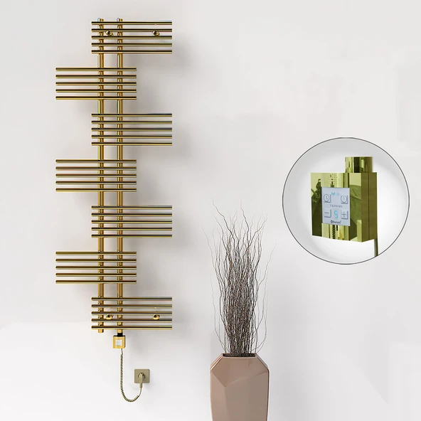 FIJI Elektrikli Havlupan 650x1762 Altın (KTX4 Termostat) 600W Spiral Kablolu ürün görseli 1