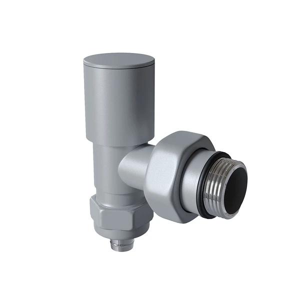 Radyatör Vanası 12 Pütürlü Gri Köşe Pex (Metal Volanlı 16*2mm Boru Bağl. Rakorlu)