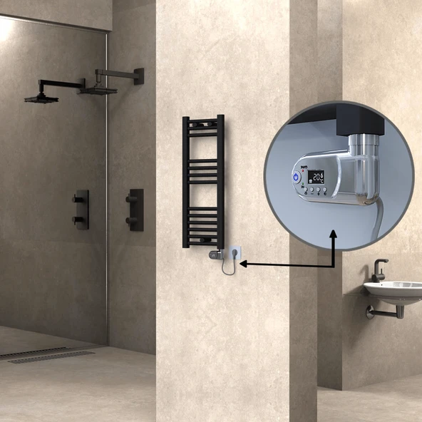 HAITI Elektrikli Havlupan 300x800 Düz Siyah (Thesis Termostat) 200W