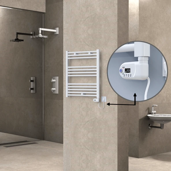 HAITI Elektrikli Havlupan 600x700 Düz Beyaz (Thesis Termostat) 300W