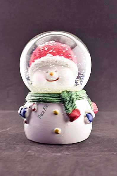 Yılbaşı 2023 Noel  Kardan Adam Orta Boy Işıklı Kar Küresi 9 cm - 1