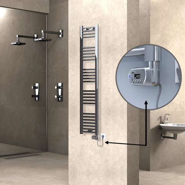 HAITI Elektrikli Havlupan 300x1500 Düz Krom (Thesis Termostat) 300W ürün görseli 1