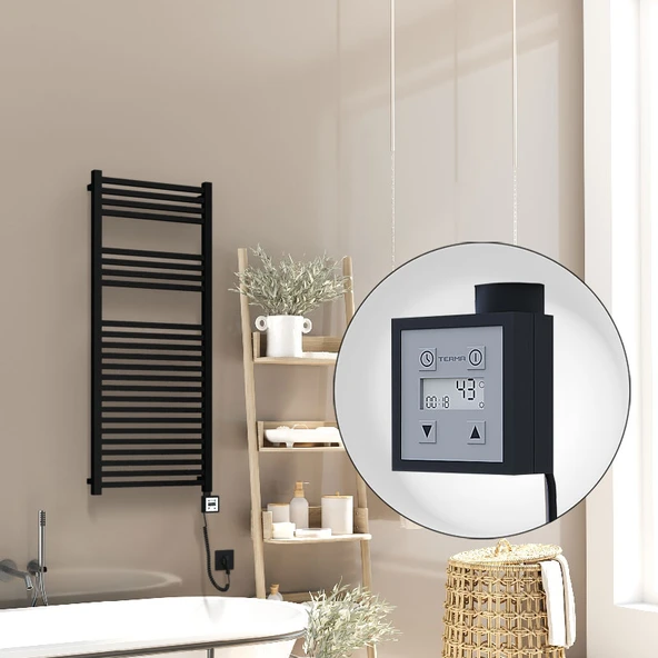 Barbados Elektrikli Havlupan 500x1200 Siyah Mat (KTX3 Termostat) 600W Spiral Kablolu ürün görseli 1