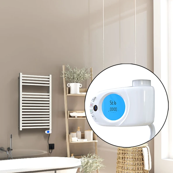 Barbados Elektrikli Havlupan 500x800 Beyaz Parlak (Musa Termostat) 600W ürün görseli 1