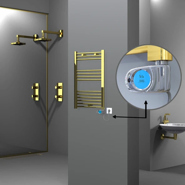 HAITI Elektrikli Havlupan 500x800 Düz Altın (Musa Termostat) 200W ürün görseli 1