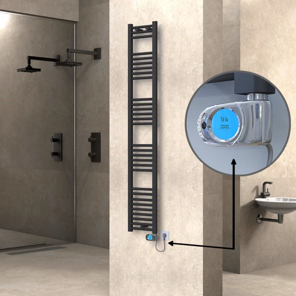 HAITI Elektrikli Havlupan 300x1800 Düz Antrasit (Musa Termostat) 600W ürün görseli 1