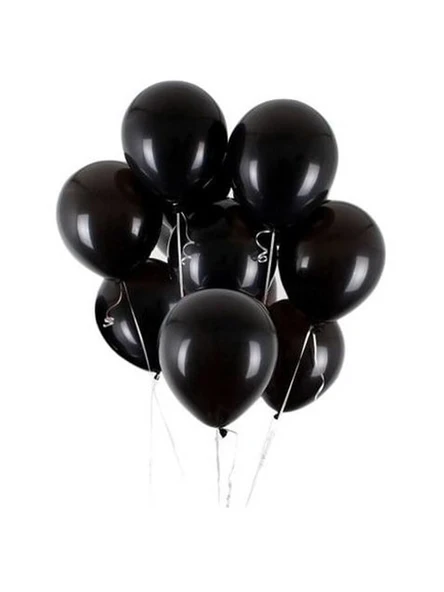 Siyah Balon Parlak Renkli 10'lu Paketli Balon 12 Inç - Siyah