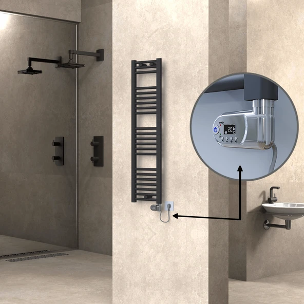 HAITI Elektrikli Havlupan 300x1200 Düz Antrasit (Thesis Termostat) 300W ürün görseli 1