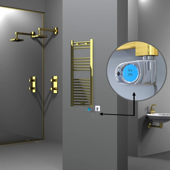 HAITI Elektrikli Havlupan 400x1000 Düz Altın (Musa Termostat) 200W ürün görseli 1